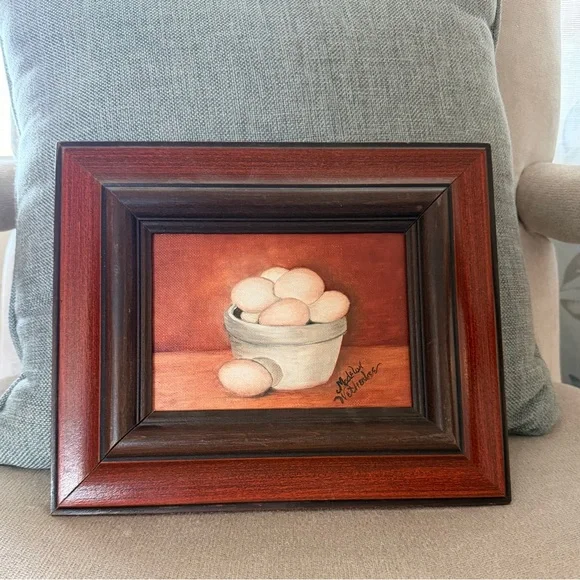 Still Life Painting with Eggs Signed by Artist Madelyn Wetherbee Framed - Picture 3 of 8